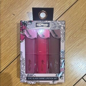 Ed Hardy Lipstick Trio in Pink, Red, and Brown